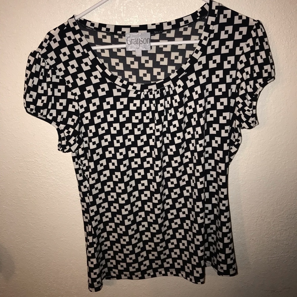 Grayson black white blouse. Size medium GUC - Picture 1 of 4